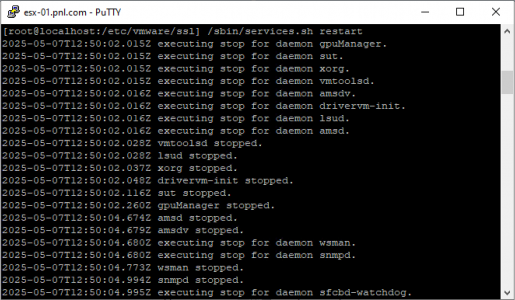 ESX Certificates Backup restart managment