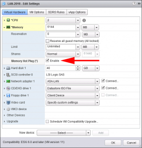 Hot Add Memory vSphere 6