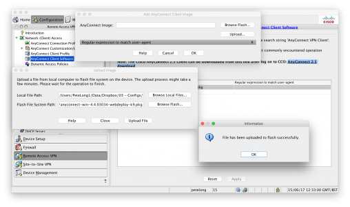  Upload AnyConnect Package Sucessful