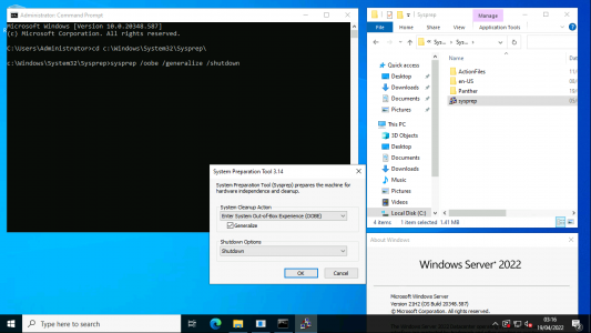 Windows server 2022 Sysprep