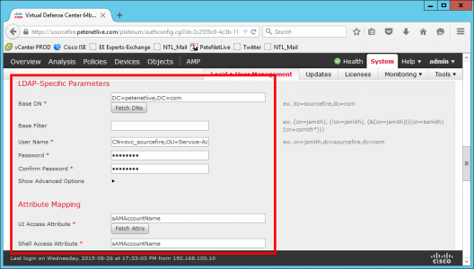 LDAP Parameters Firesight