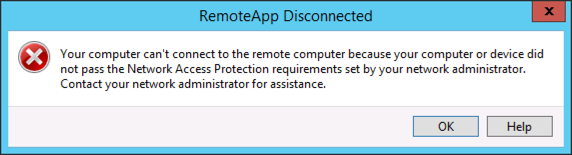 remote desktop disconnected because of a security error
