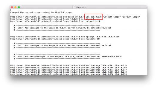 windows scope change subnet mask