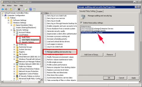 manage audit and security log