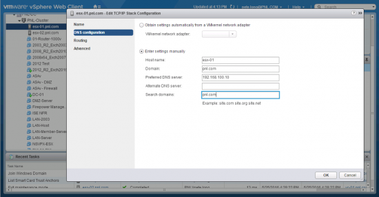 ESXi6 Domain and DNS Details