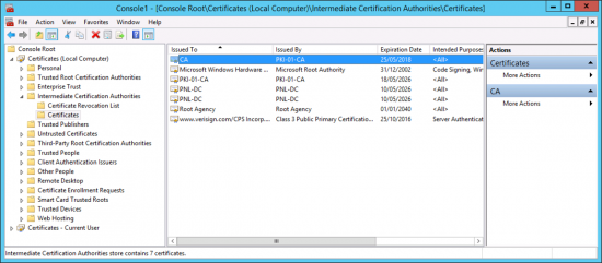 View Intermediate CA Certificate