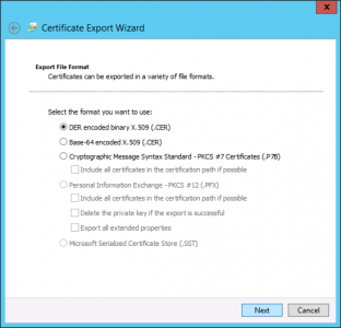 Intermediate CA Certificate settings