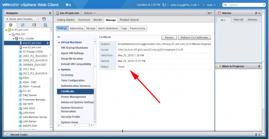 ESXi View Certificates