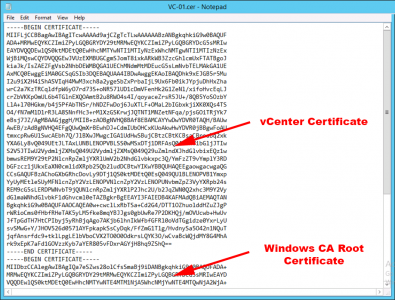 vCenter Certificate CER chain