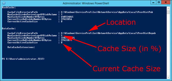 BranchCache File Location and Cache Size