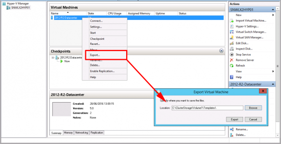 Hyper-V Export VM