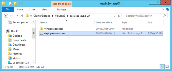 Hyper-V Paste Virtual Disks