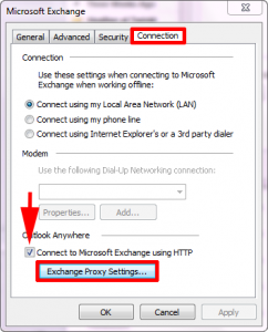 Exchange Account Proxy Settings
