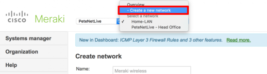 Meraki - Create Network