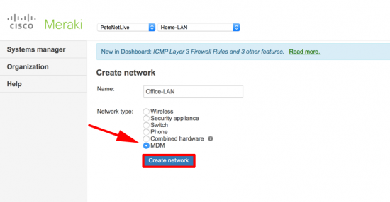 Meraki - Create MDM Network