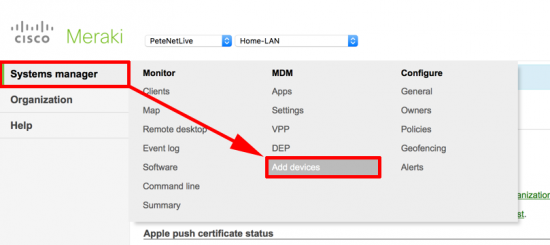 Meraki - MDM Add Devices