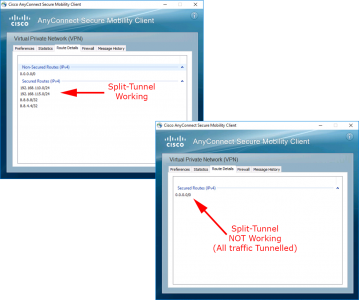 Check Split Tunnel AnyConnect