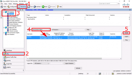 ASDM View AnyConnect Connections