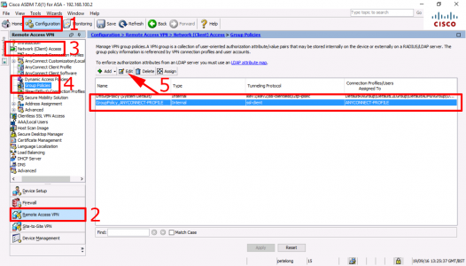 ASDM AnyConnect Group-Policy Split-Tunnel