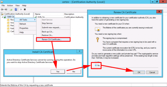 Sub CA Renew CA Cert