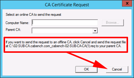 Sub CA Offline Cert Request