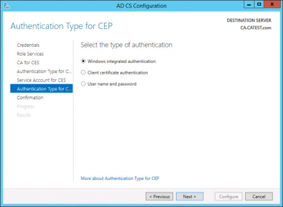 CEP Authentication Type