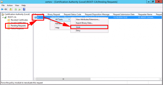 Sub CA Issue Cert Request