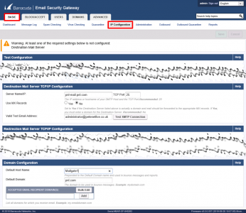 Barracuda Domain and DNS Settings