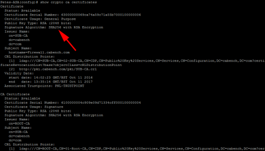 NDES and Sha256 Cisco ASA