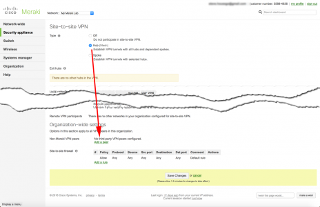 Meraki Site To Site Peer