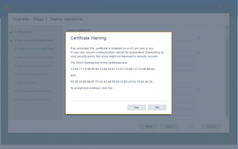 vCenter Certificate warning