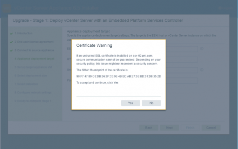 ESX Certificate Error