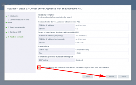 Migrate vCenter Appliance to Version 6.5