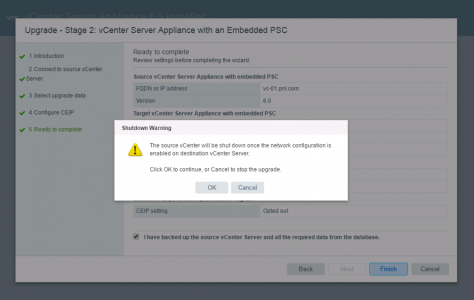 vCenter appliance migration