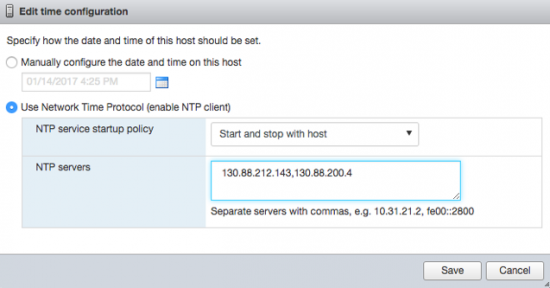 Change NTP Settings ESX