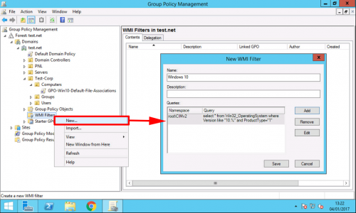 Windows 10 WMI Filter