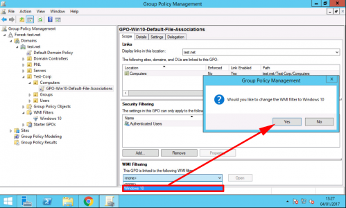 Apply WMI Filter to GPO