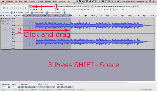 Audacity Loop or Repeat part of a track