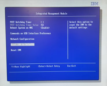 Reset IMM to Factory Settings