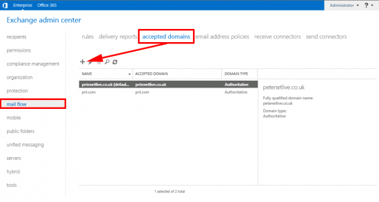 Exchange Accepted Domains