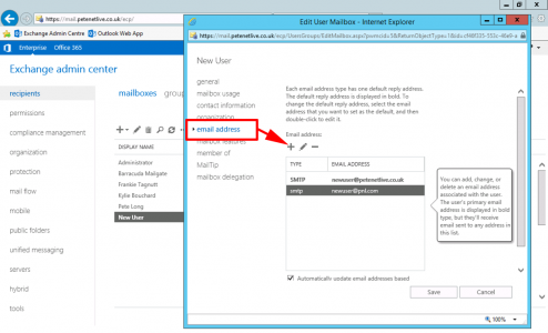 Exchange Additional Email Addresses