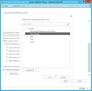 OU Based Exchange eAddress Policies