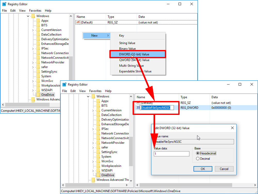 how to disconnect onedrive windows 10