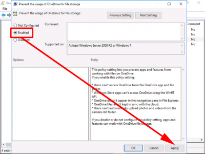 Block OneDrive with Group Policy