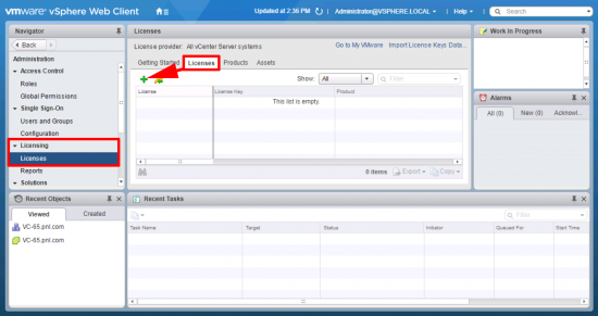 vCenter Appliance Add Licences