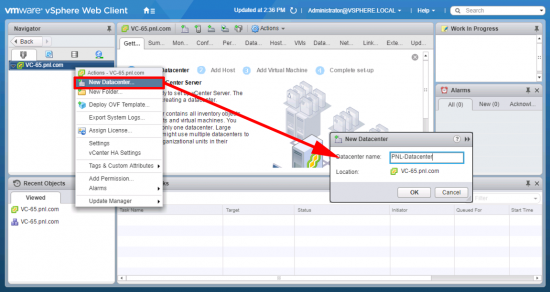 vCenter Appliance Create DataCenter