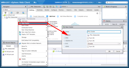 vCenter Appliance Create Cluster