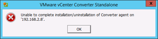 Cannot install vmware converter agent