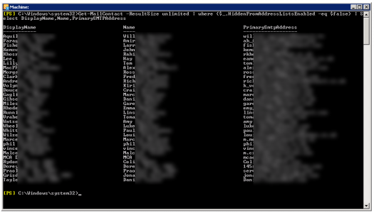 Export Mail contacts Exchange to CSV