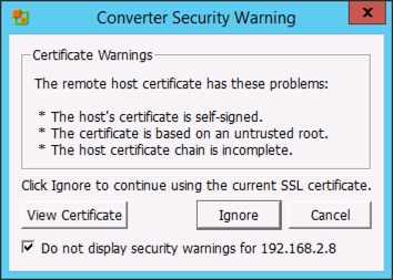 VMware Converter Certificate Error